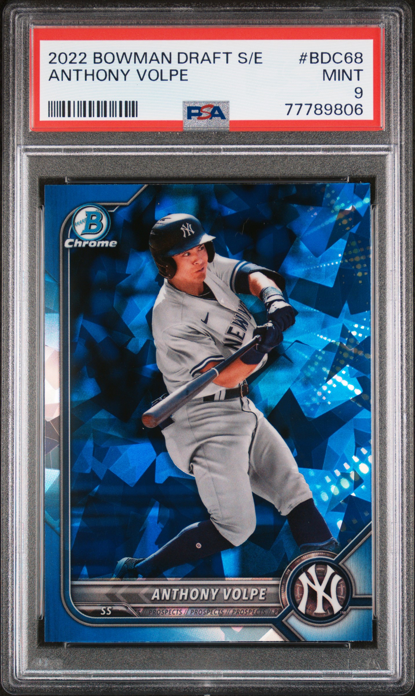 2022 Bowman Draft Chrome Sapphire Edition #BDC68 Anthony Volpe Rookie Card – PSA MINT 9.0