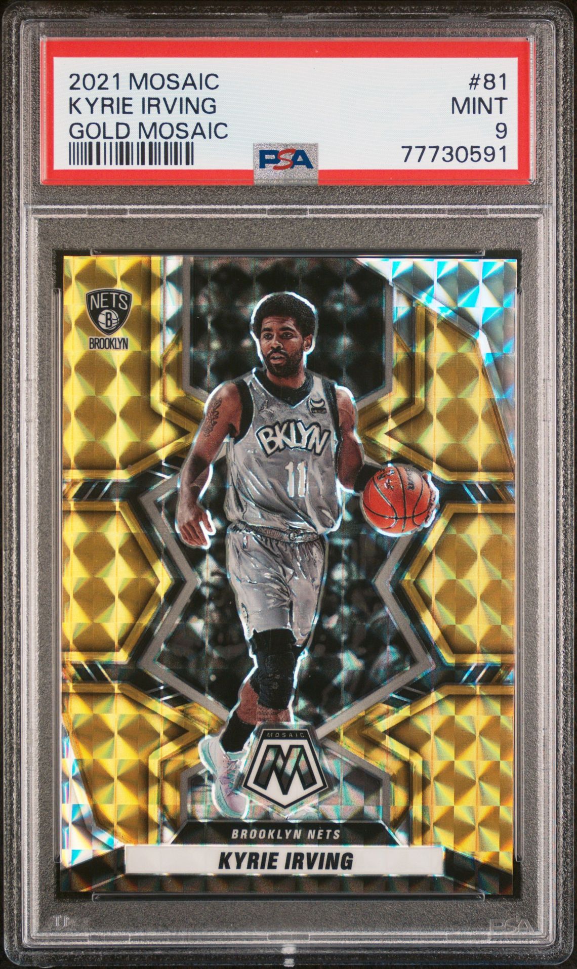 2021 Panini Mosaic Kyrie Irving #81 (Gold Mosaic) Mint 9 front