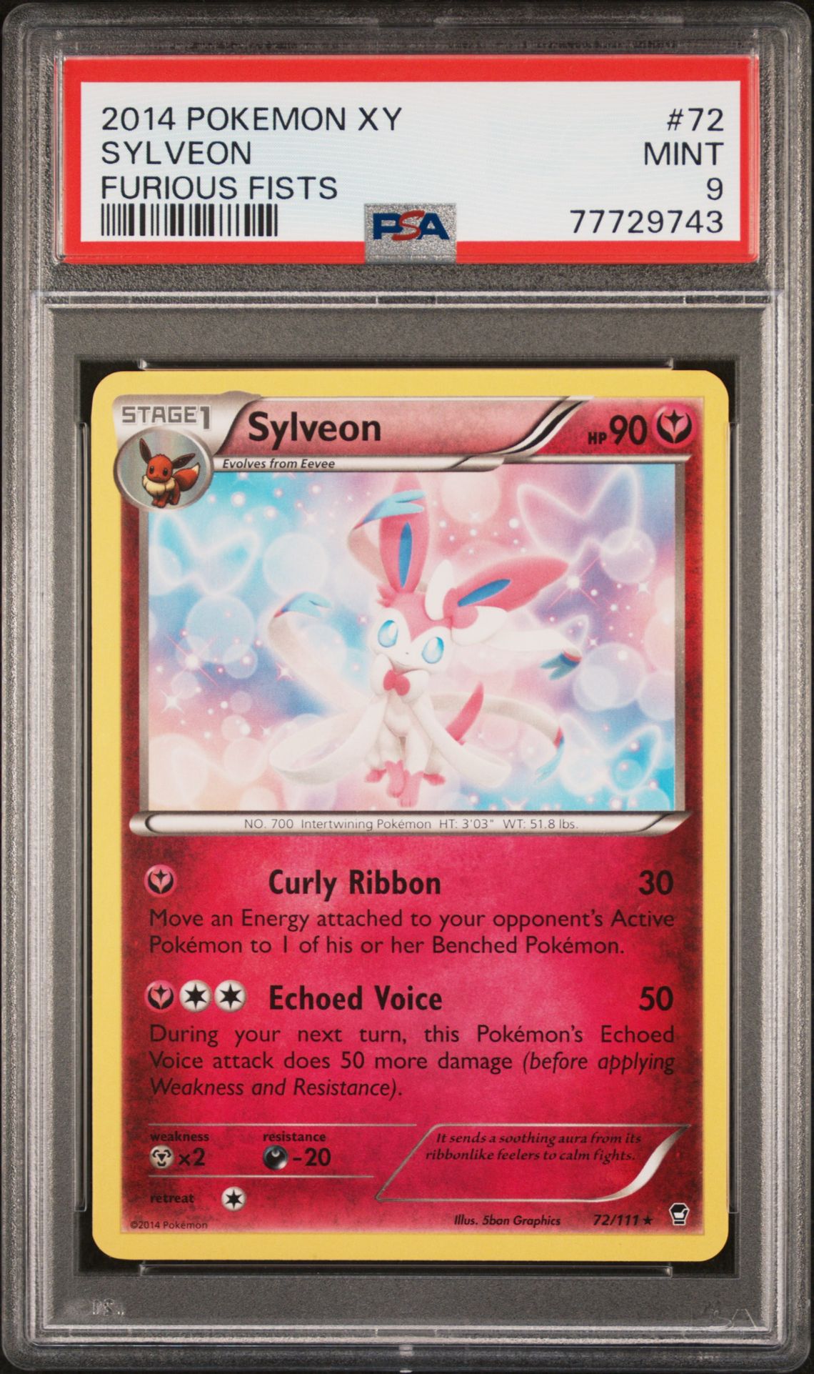 2014 Pokemon POKEMON XY FURIOUS FISTS Holo #72 Sylveon front