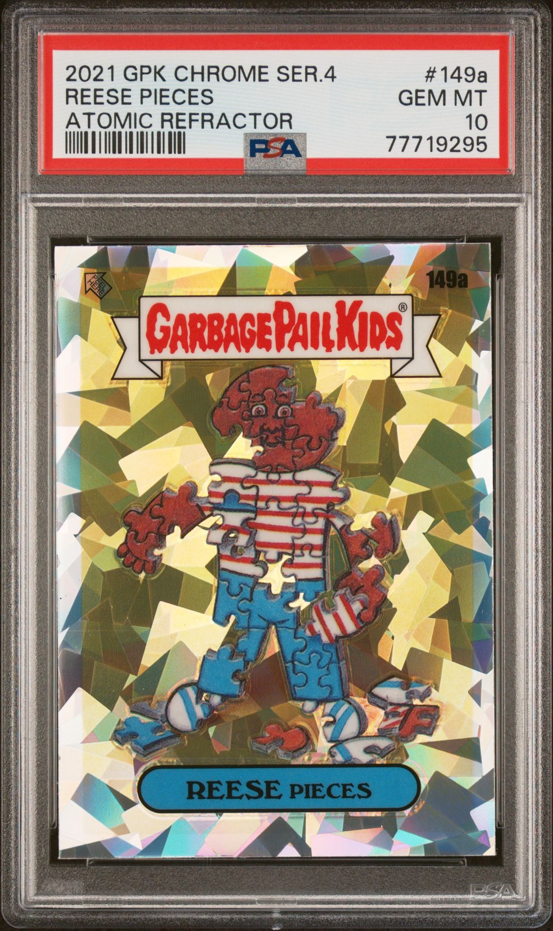 2021 Topps Garbage Pail Kids ATOMIC REFRACTOR #149A Reese Pieces front