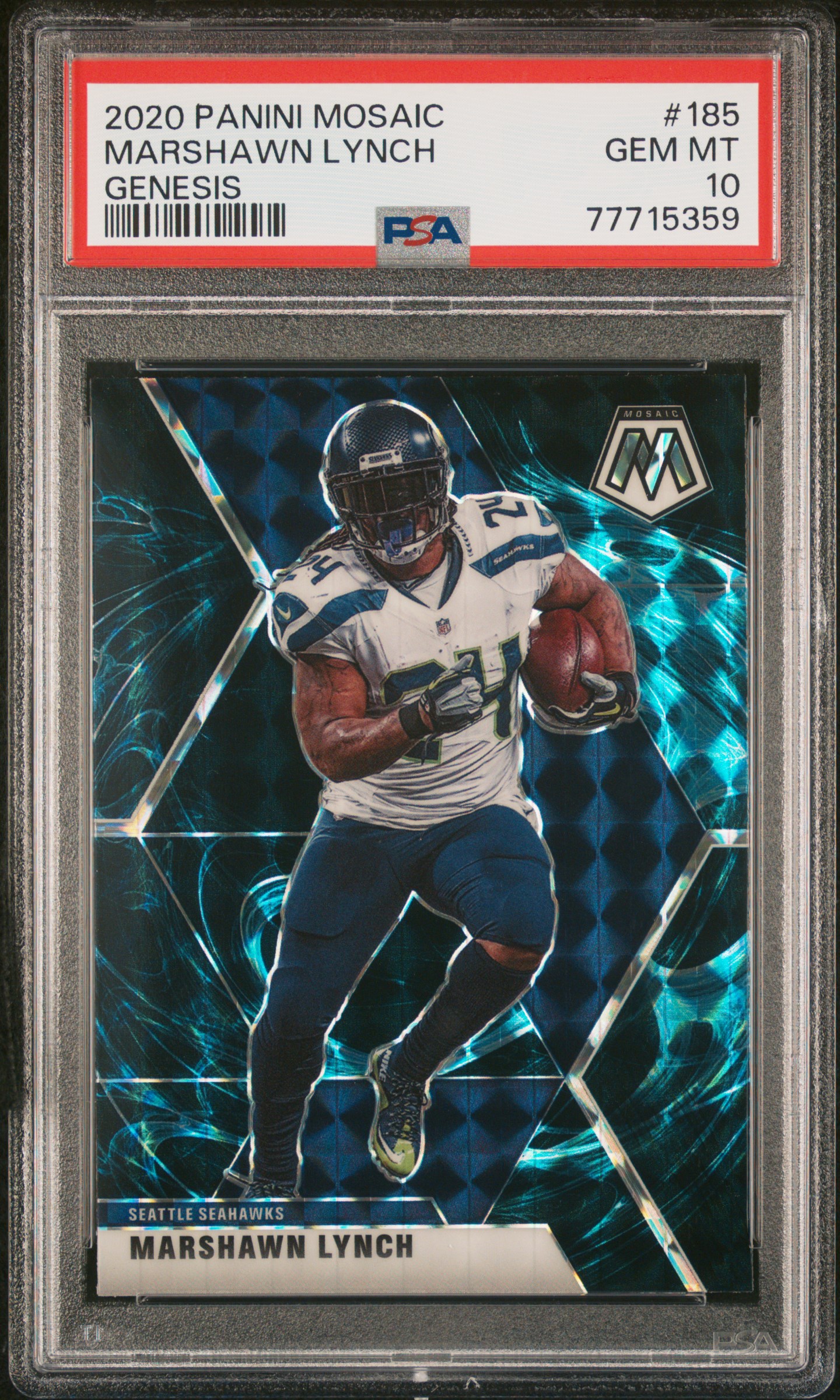 2020 Panini Mosaic Genesis #185 Marshawn Lynch – PSA GEM MT 10