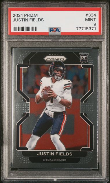 JUSTIN FIELDS CHICAGO BEARS ROOKIE DIE CUT PSA 9