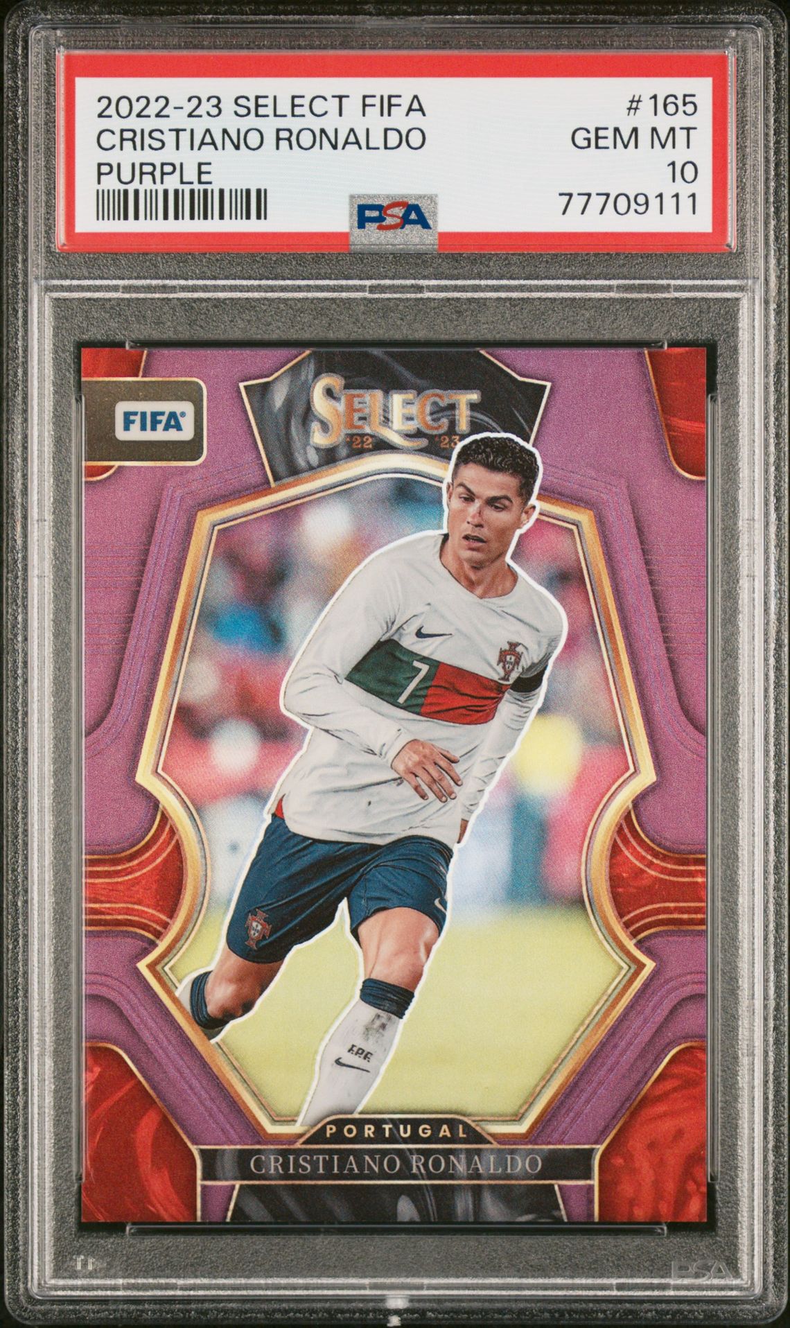 2022 Panini Select Fifa Cristiano Ronaldo #165 (Purple) Gem Mt 10 front