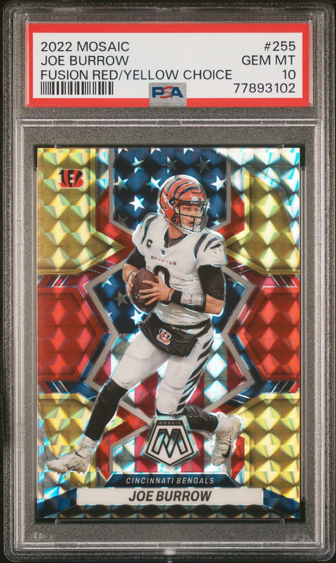 2022 Panini PANINI MOSAIC FUSION RED/YELLOW CHOICE #255 Joe Burrow front