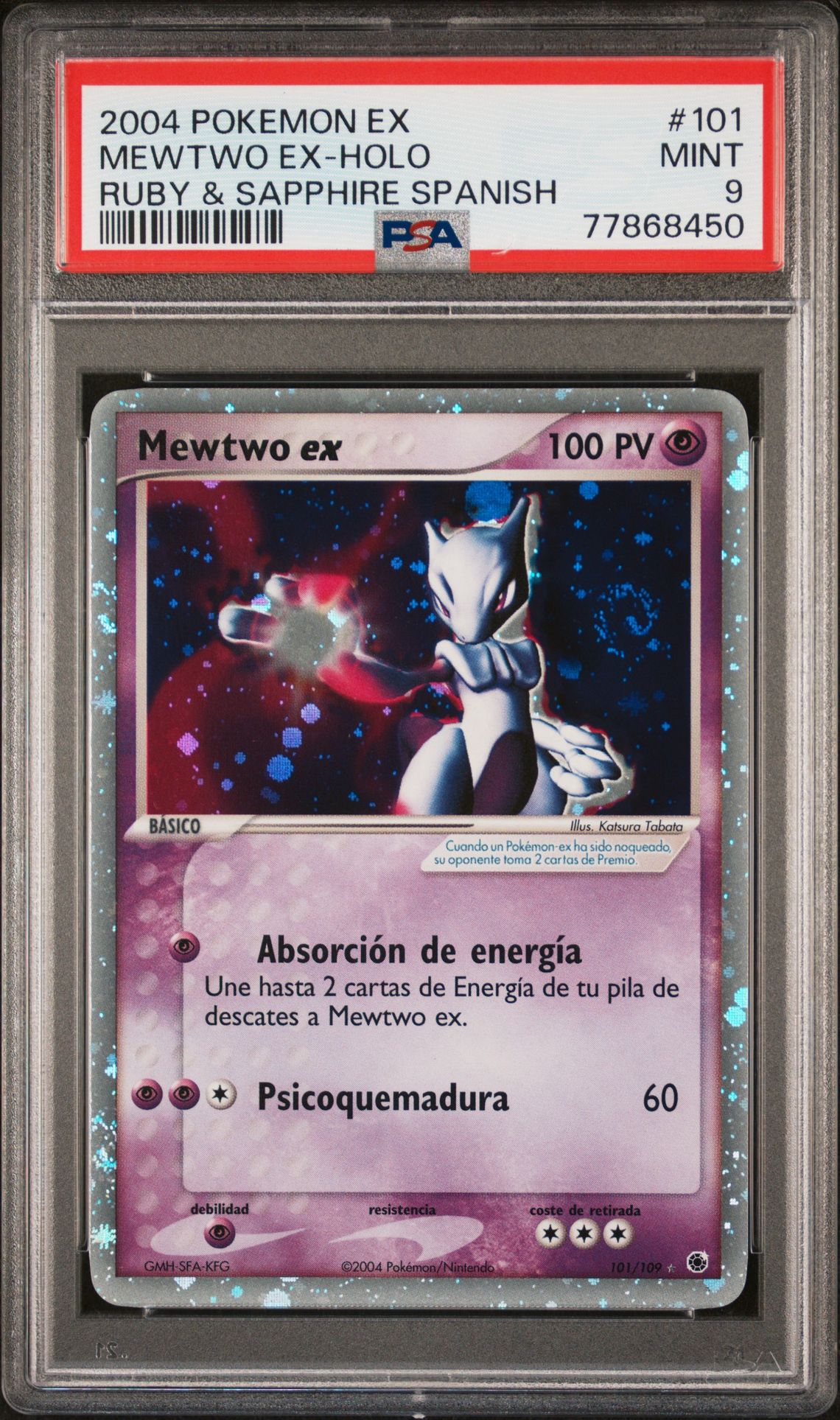 2004 Pokemon RUBY & SAPPHIRE SPANISH #101 Mewtwo EX-Holo front