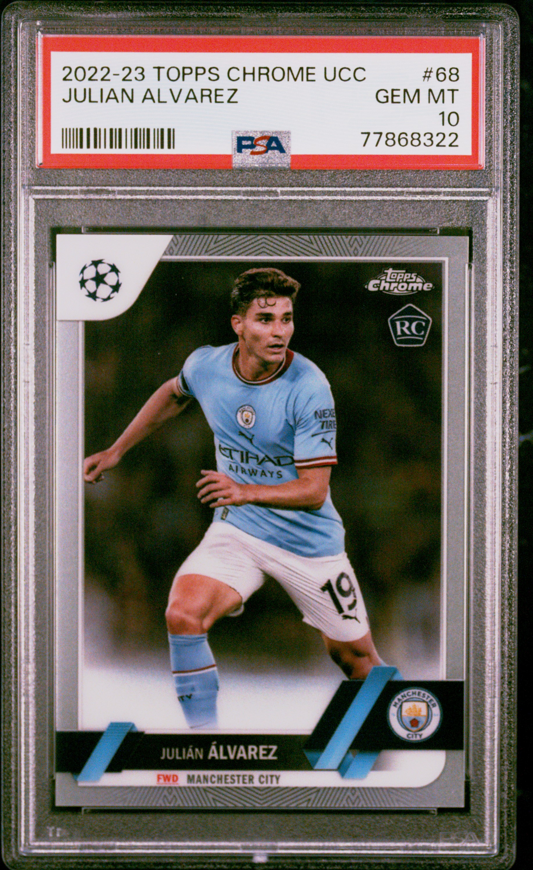 2022 Topps Chrome Uefa Club Competitions 68 Julian Alvarez – PSA GEM MT 10