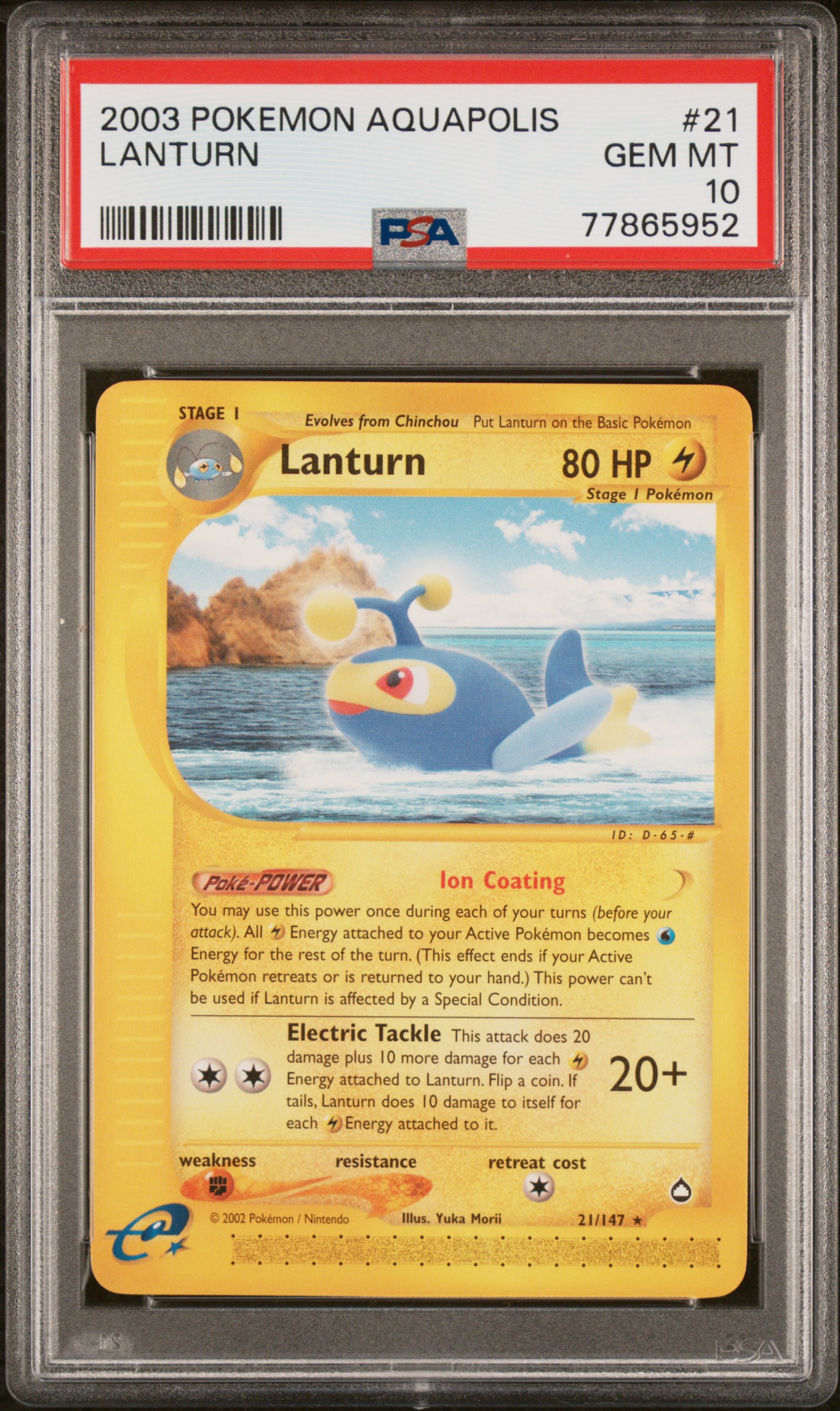 2003 Pokemon Aquapolis #21 Lanturn – PSA GEM MT 10