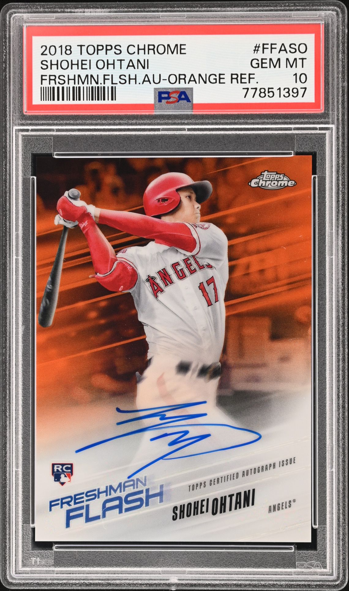 2018 Topps TOPPS CHROME FRESHMAN FLASH AUTOGRAPHS FRSHMN.FLSH.AU-ORANGE REF. #FFASO Shohei Ohtani front