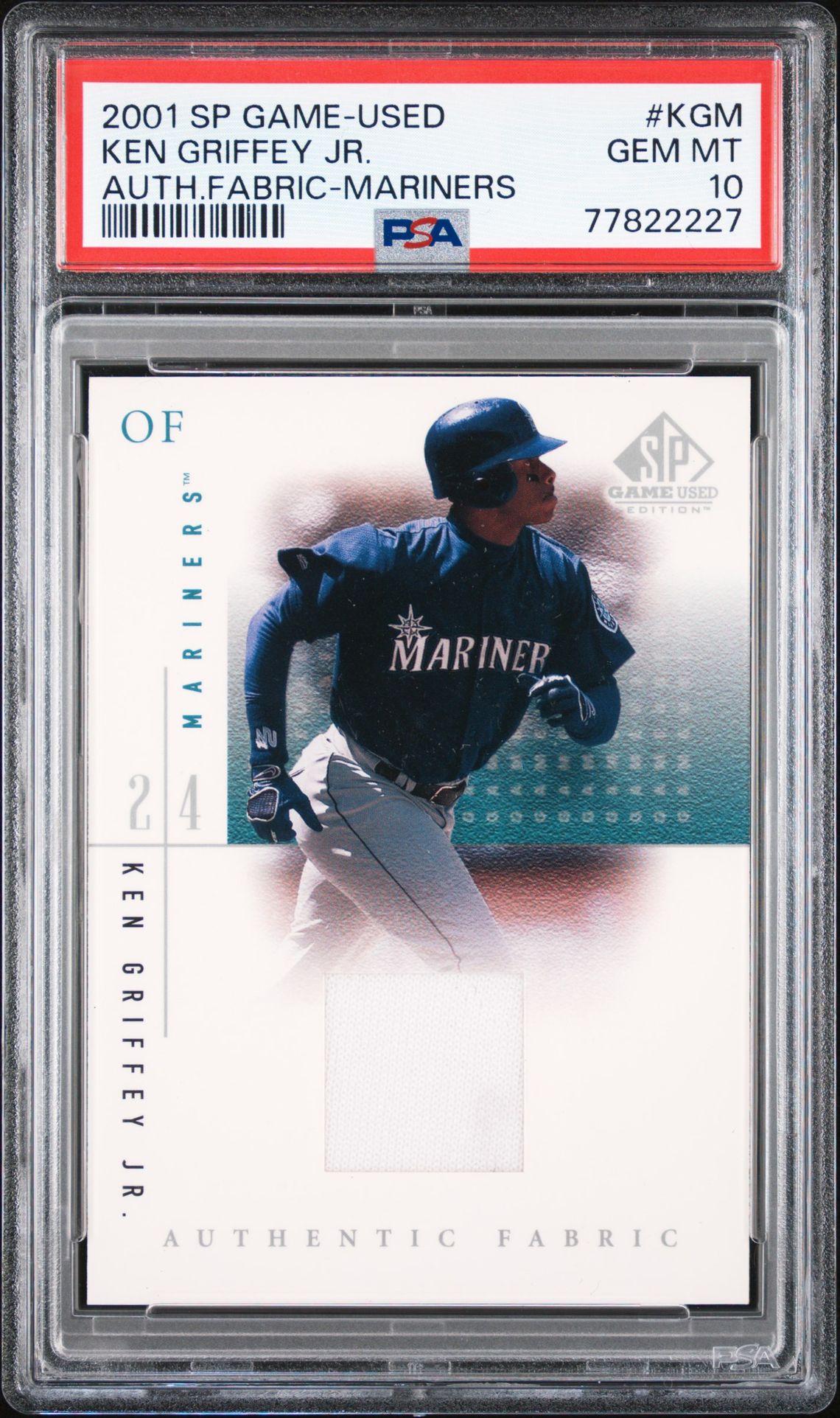 2001 Sp Game-Used Authentic Fabric Ken Griffey Jr. #Kgm (Auth.fabric-Mariners) Gem Mt 10 front