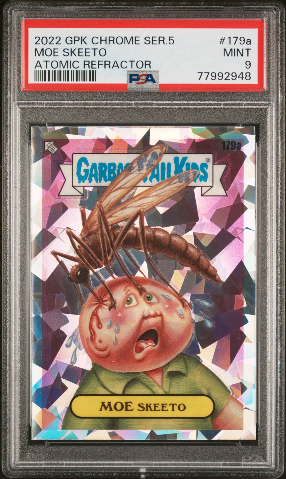 2022 Topps GARBAGE PAIL KIDS CHROME Atomic Refractor #179A Moe Skeeto front