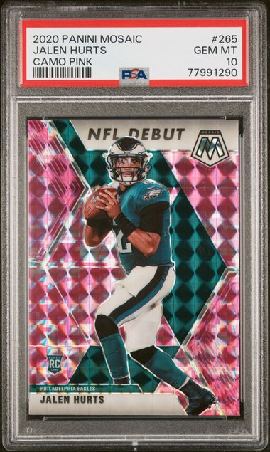 Jalen Hurts Rookie Card 2020 Panini Mosaic Camo Pink 