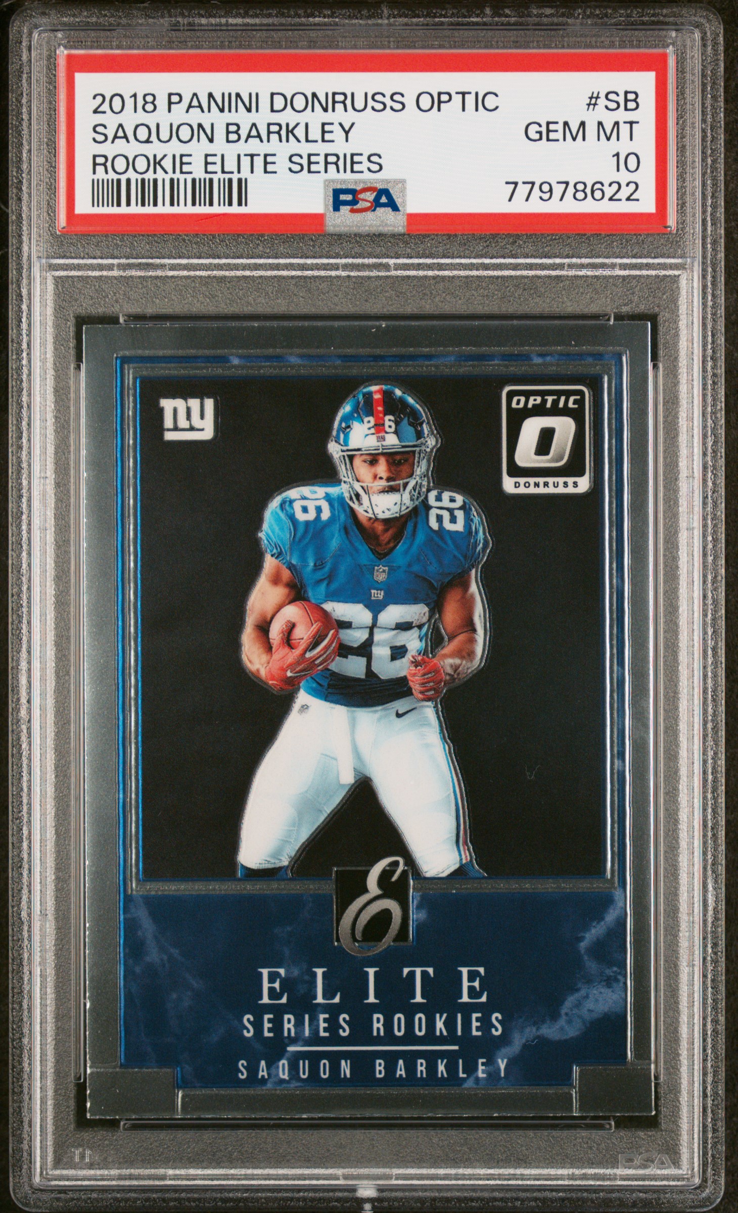 2018 Panini Donruss Optic Rookie Elite Series #SB Saquon Barkley PSA 10