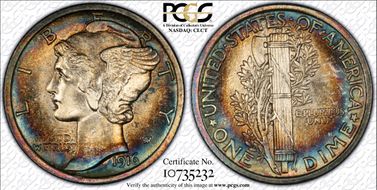 1916 10C Mercury MS64FB