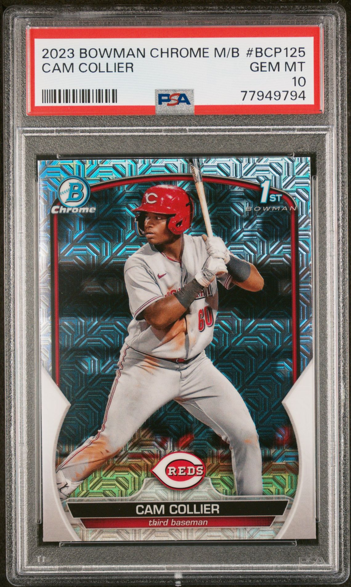 2023 Bowman BOWMAN MEGA BOX CHROME NAVY REFRACTOR #125 Cam Collier front
