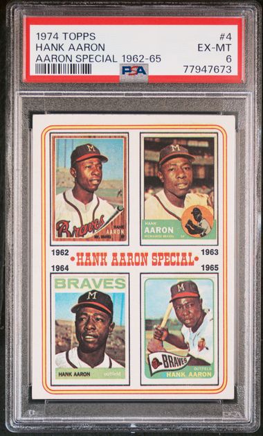 Lot of (7) Hank Aaron Topps Baseball Cards with 1975 #1, 1976 #550