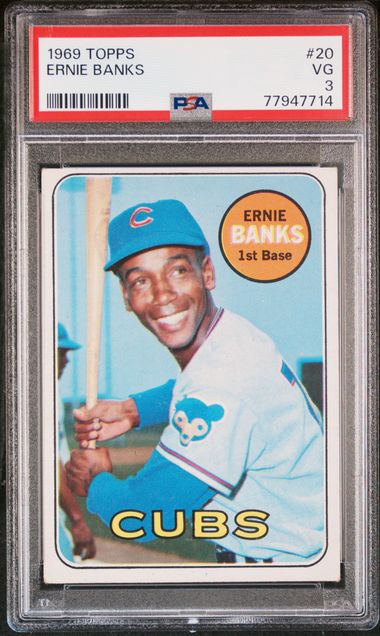 1969 Topps #20 Ernie Banks Chicago Cubs Baseball Card Sgc 5 Ex