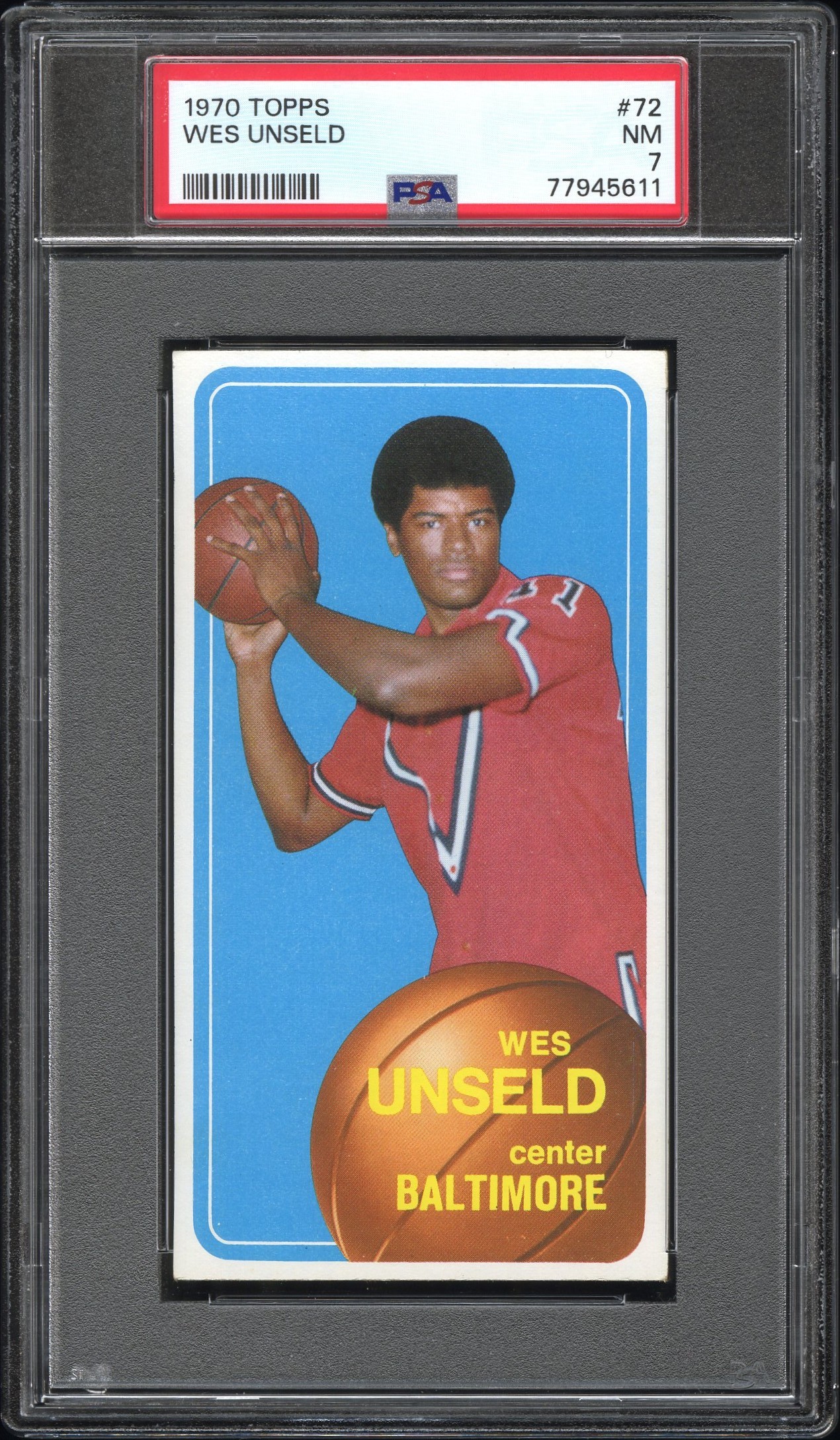 1970 Topps #72 Wes Unseld – PSA NM 7
