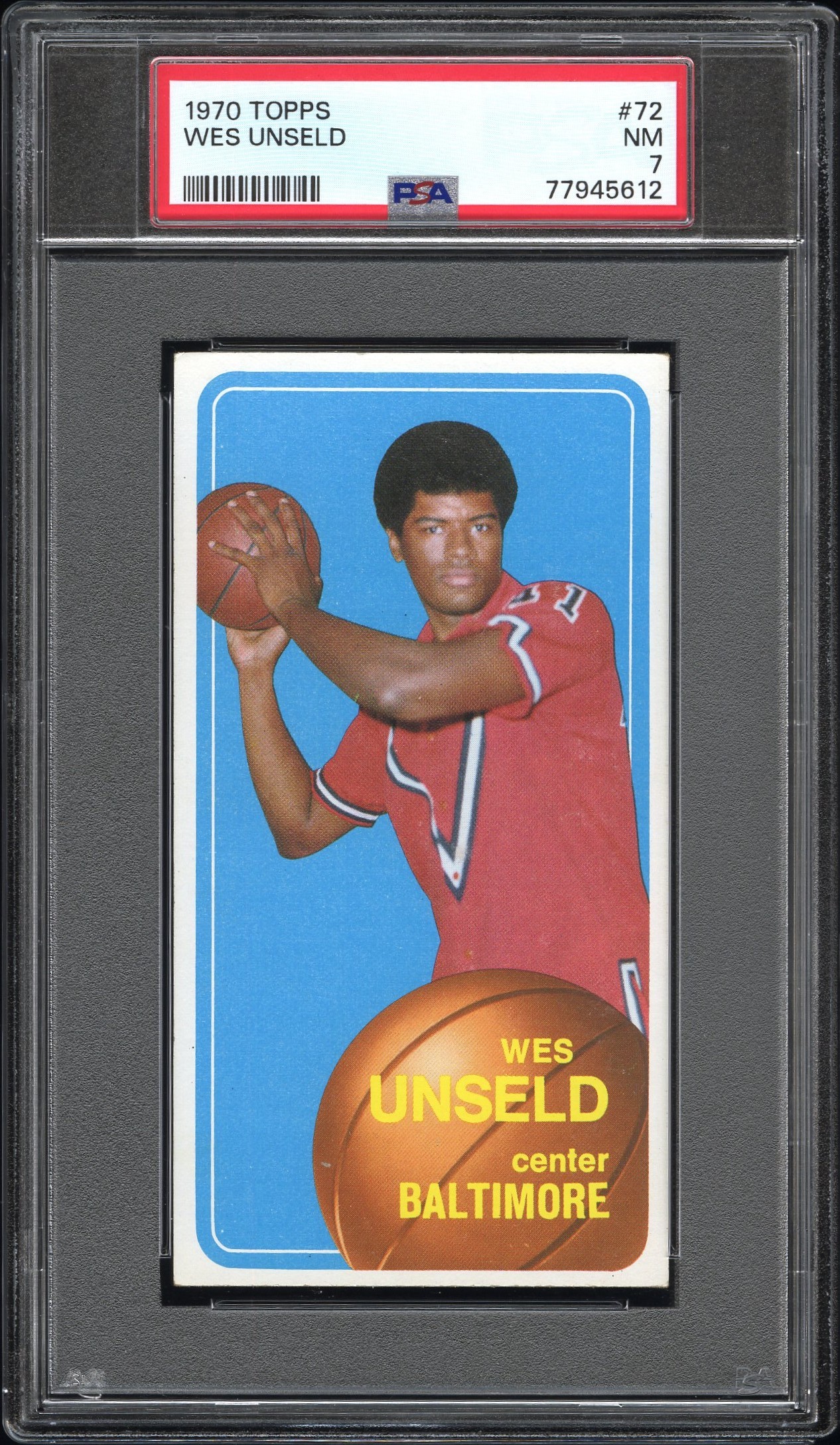 1970 Topps #72 Wes Unseld – PSA NM 7