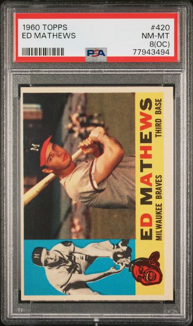 BASEBALL CARD 1957 TOPPS #250 ED MATHEWS MILWAUKEE BRAVES 3RD BASE