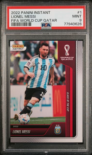 2022 Panini Instant Fifa World Cup Qatar #1 Lionel Messi PSA 9 on