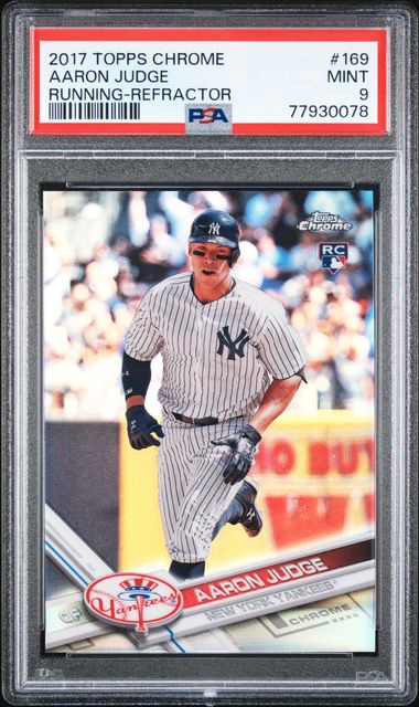 2017 Topps Chrome Running-Refractor #169 Aaron Judge PSA 9 on