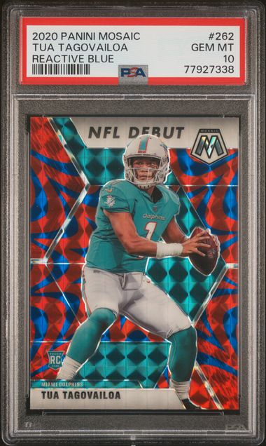 2020 Panini Mosaic Tua Tagovailoa RC Reactive Blue outlets PSA 9