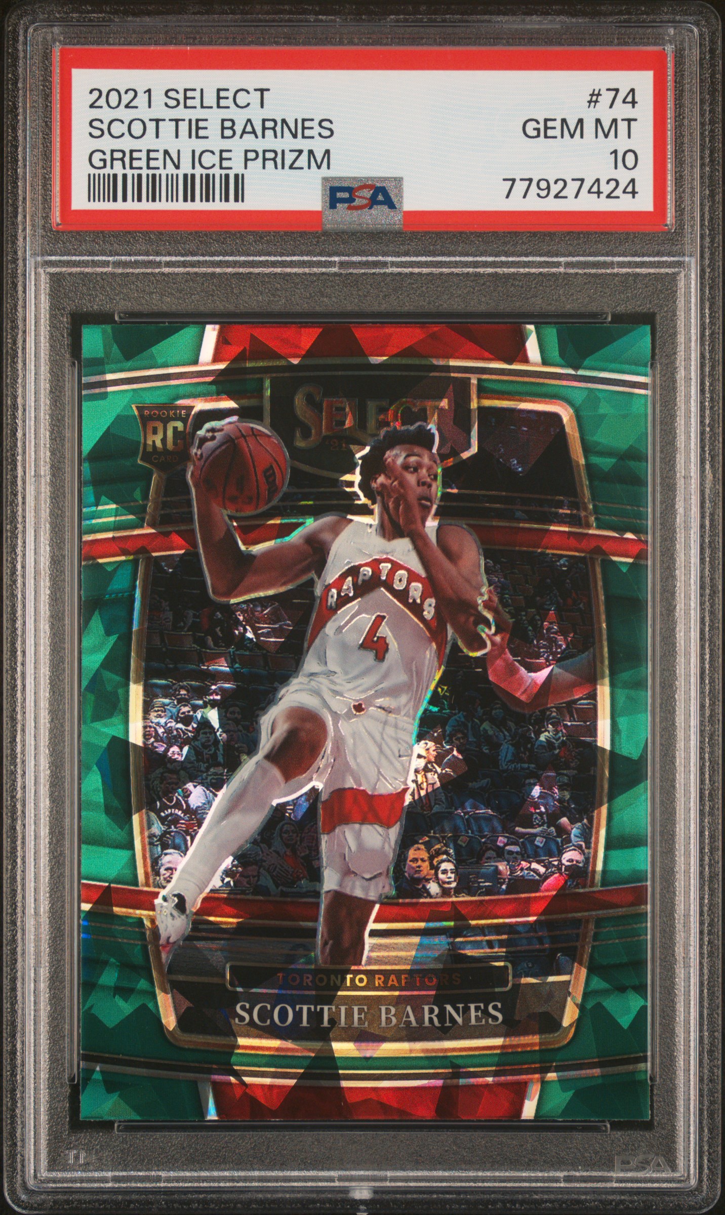 2021 Panini Select Green Ice Prizm #74 Scottie Barnes PSA 10