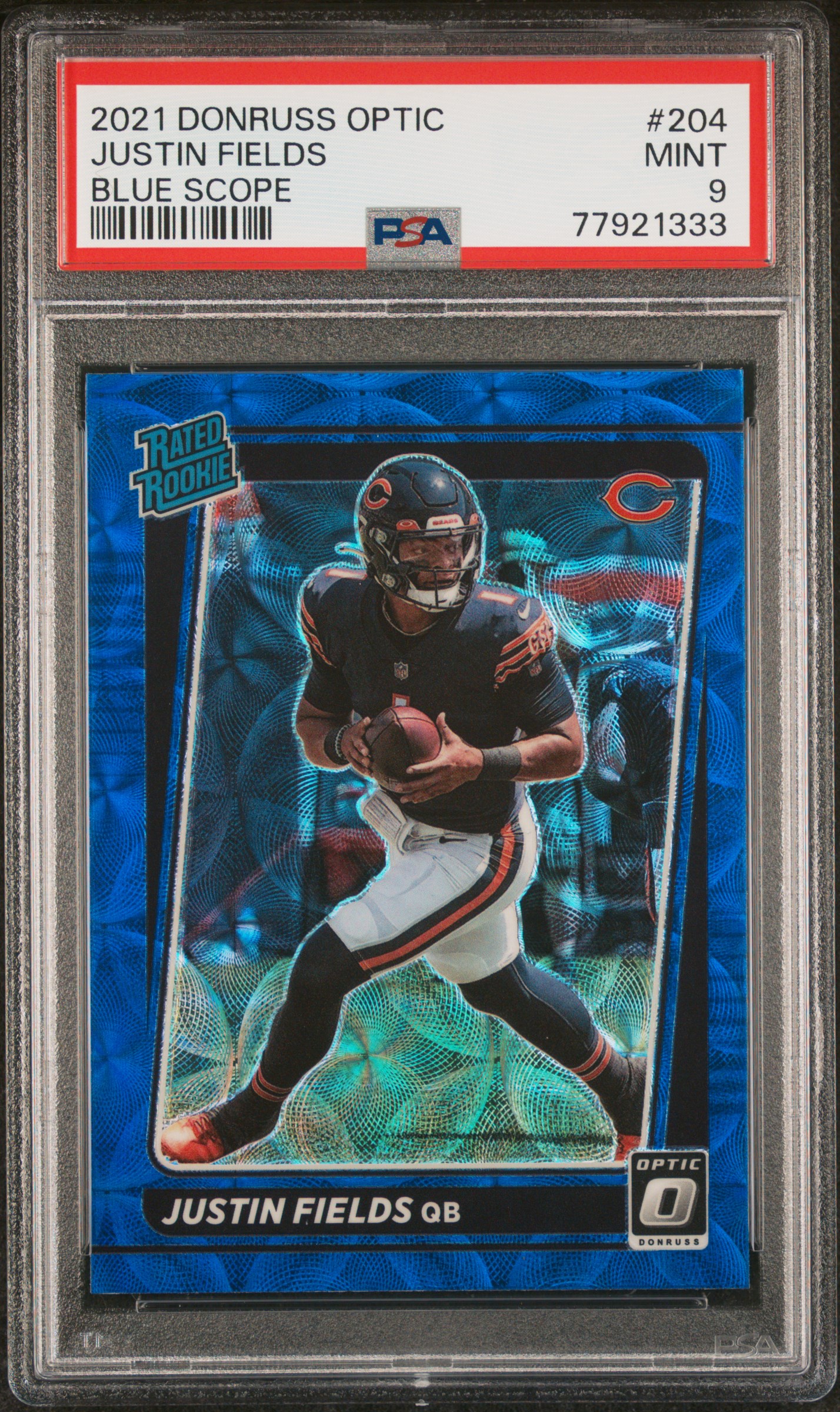 2021 Panini Donruss Optic Justin Fields #204 (Blue Scope) Mint 9 front