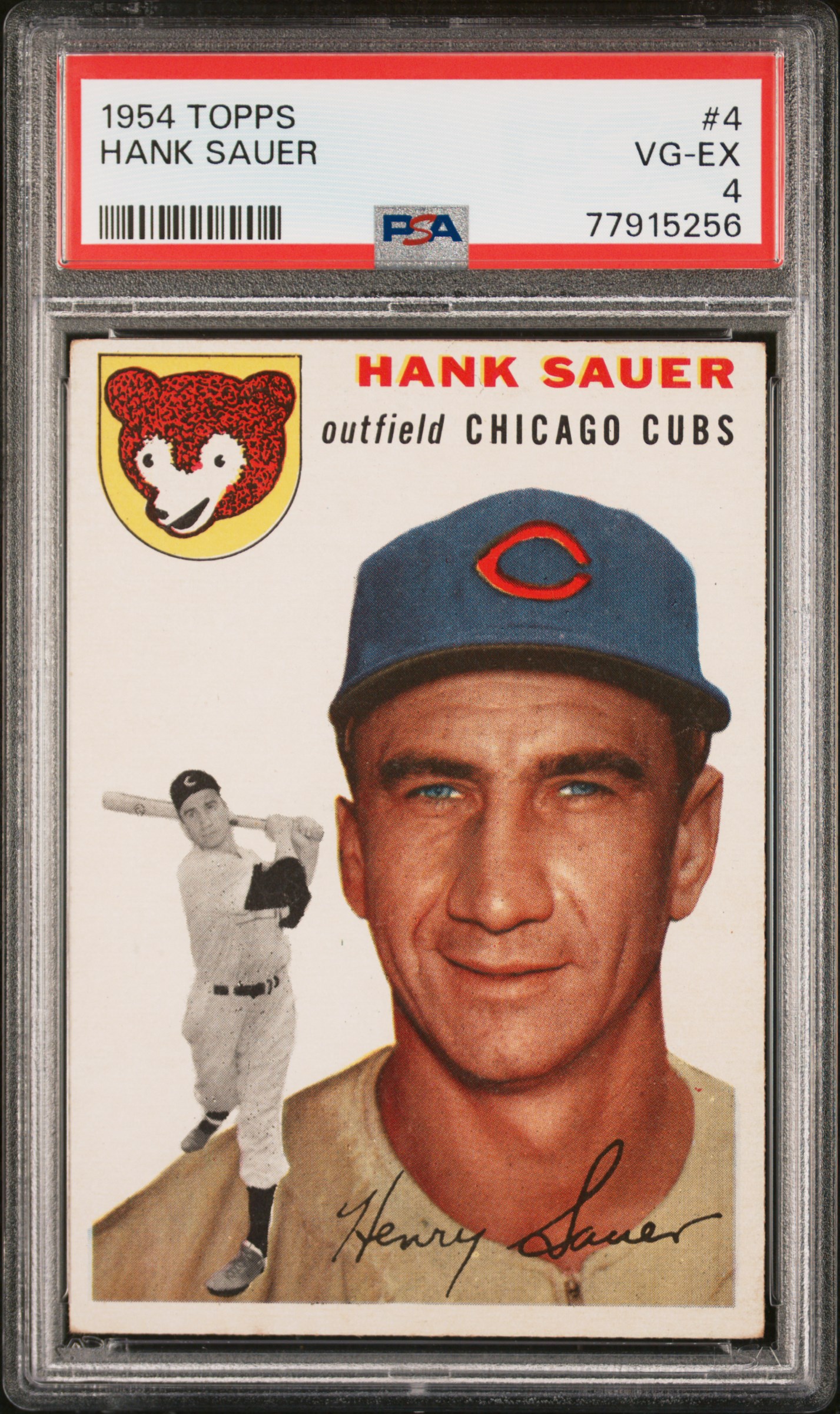 1954 Topps #4 Hank Sauer – PSA VG-EX 4