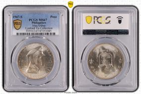 1947-S Peso KM-185 MacArthur MS67
