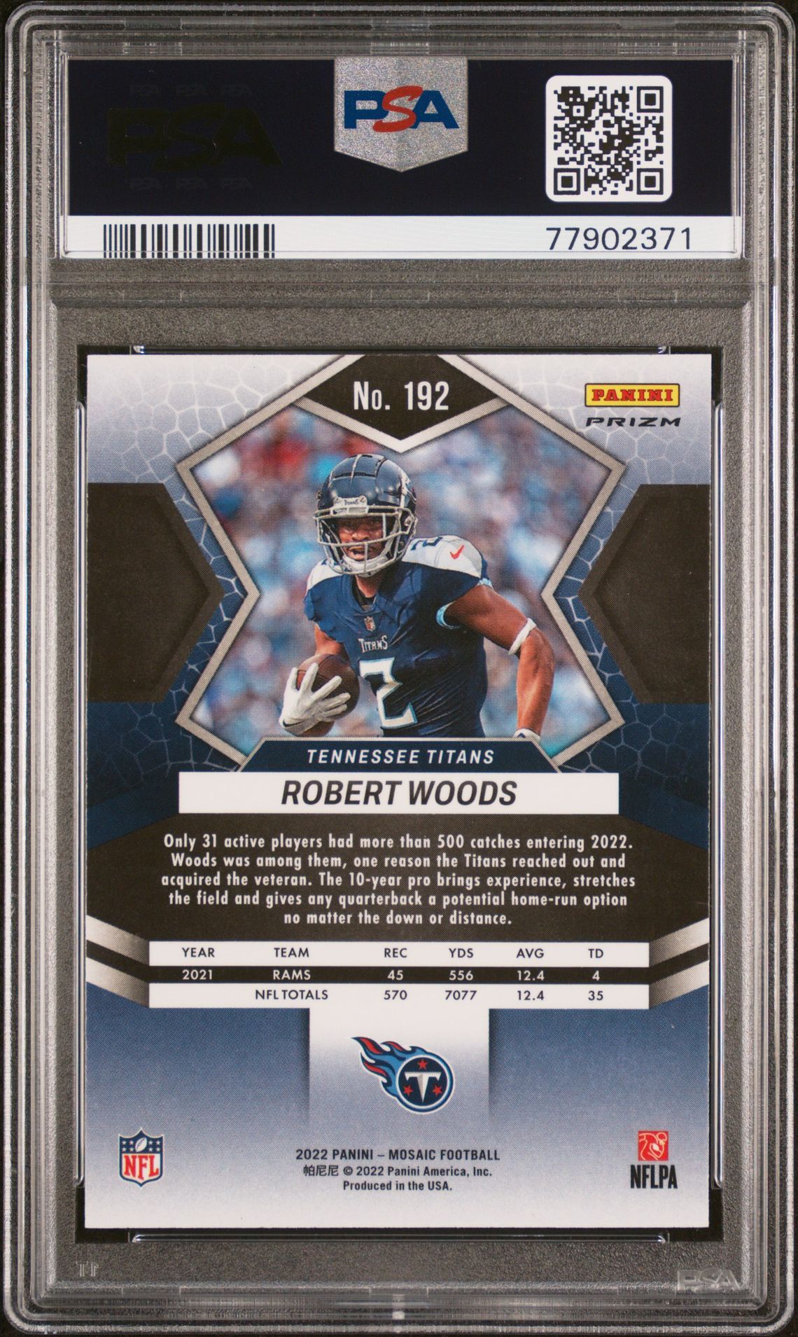 2022 Panini Mosaic Robert Woods #192 (Genesis) Mint 9 back