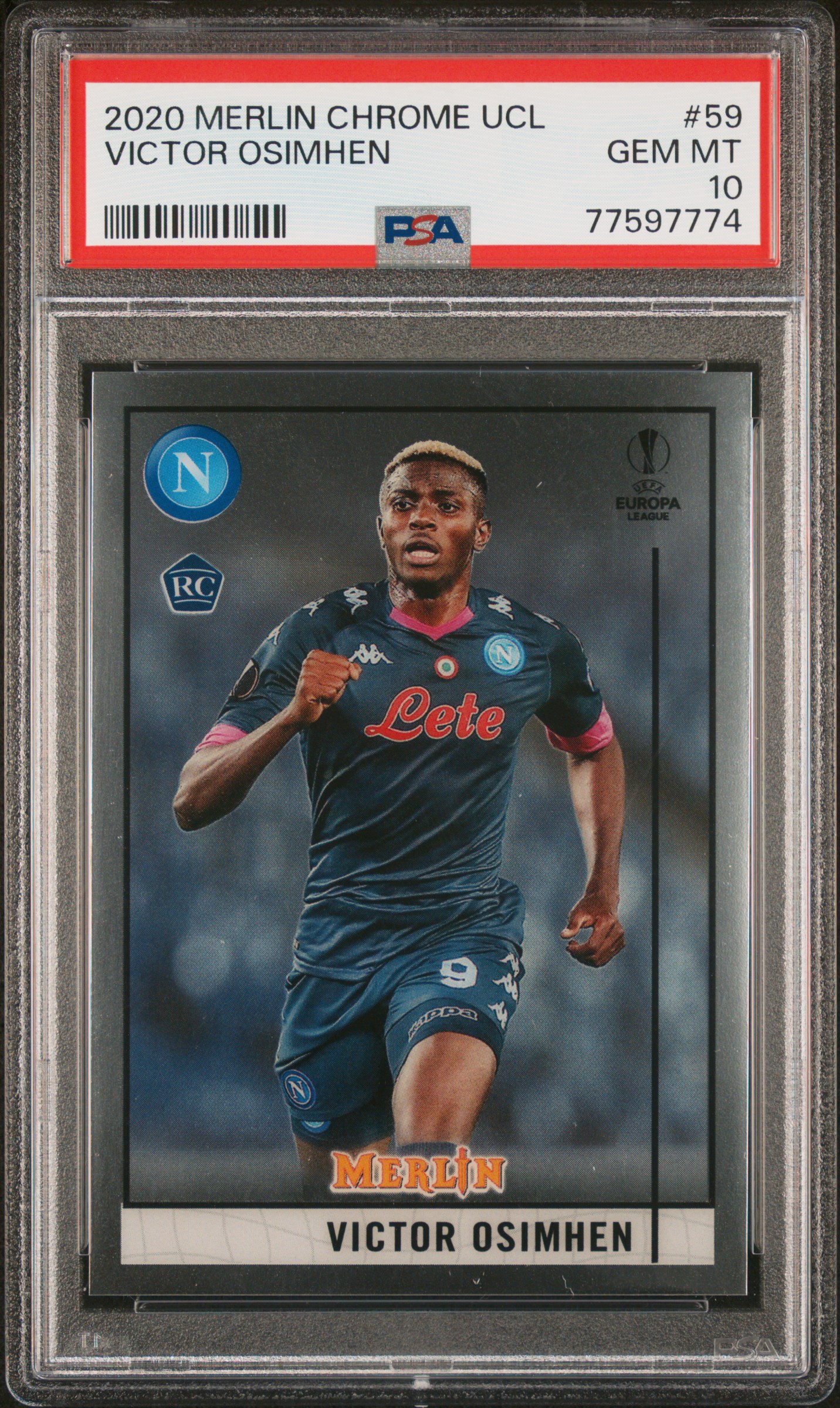 2020 Topps Merlin Chrome Uefa Champions League #59 Victor Osimhen – PSA GEM MT 10