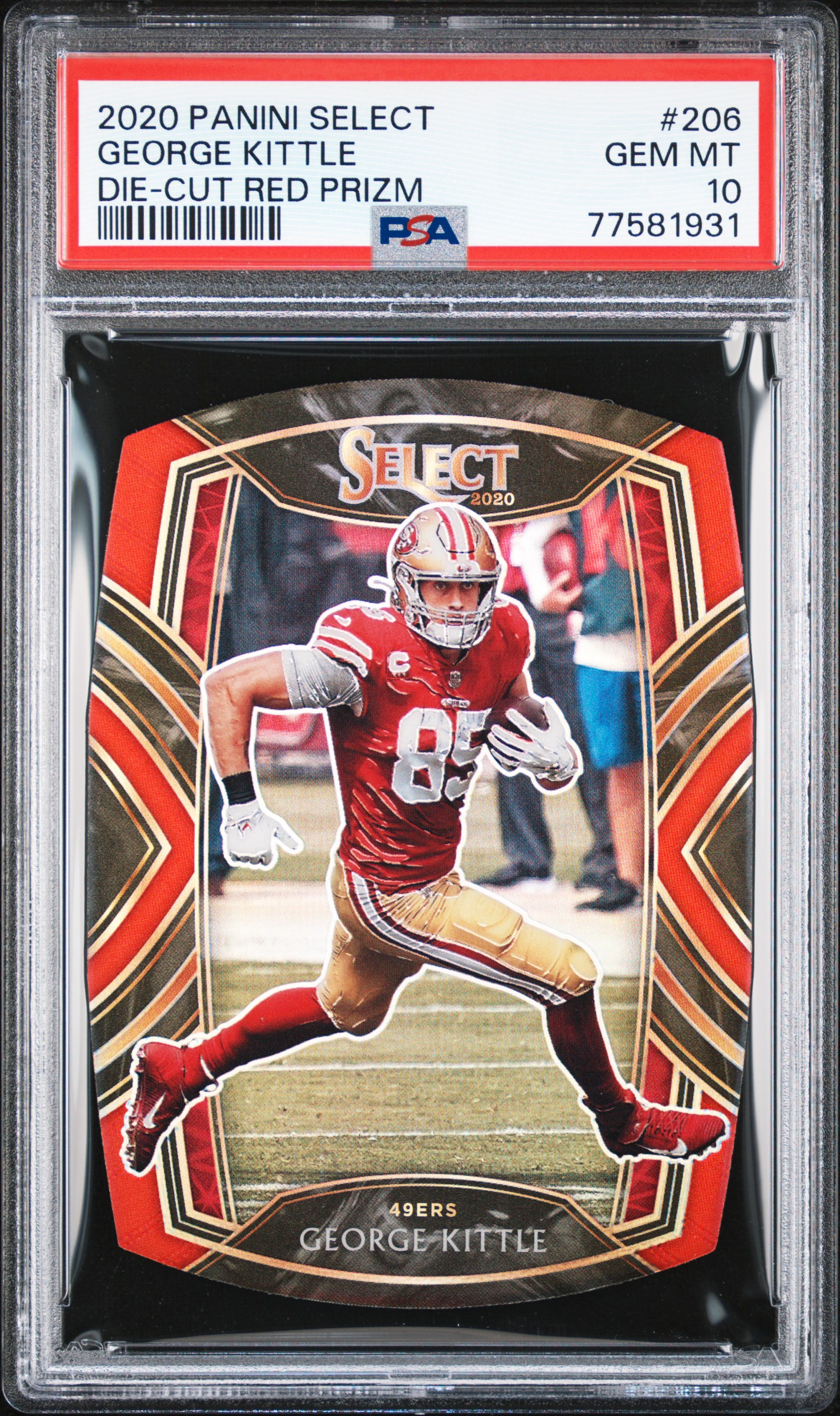 2020 Panini Select George Kittle #206 (Die-Cut Red Prizm) Gem Mt 10 front