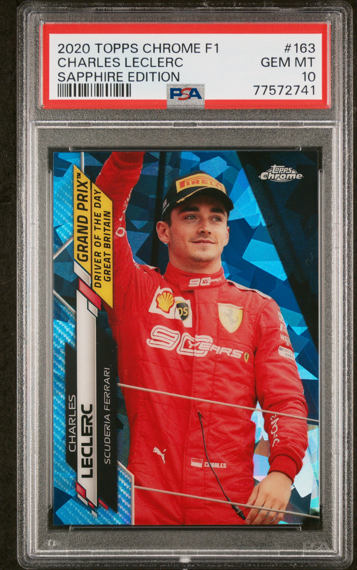 2020 Topps Chrome Formula 1 Sapphire Edition 163 Charles Leclerc Rookie Card – PSA GEM MT 10