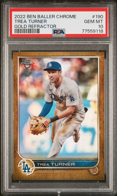 2022 Gold Refractor #190 Trea Turner front