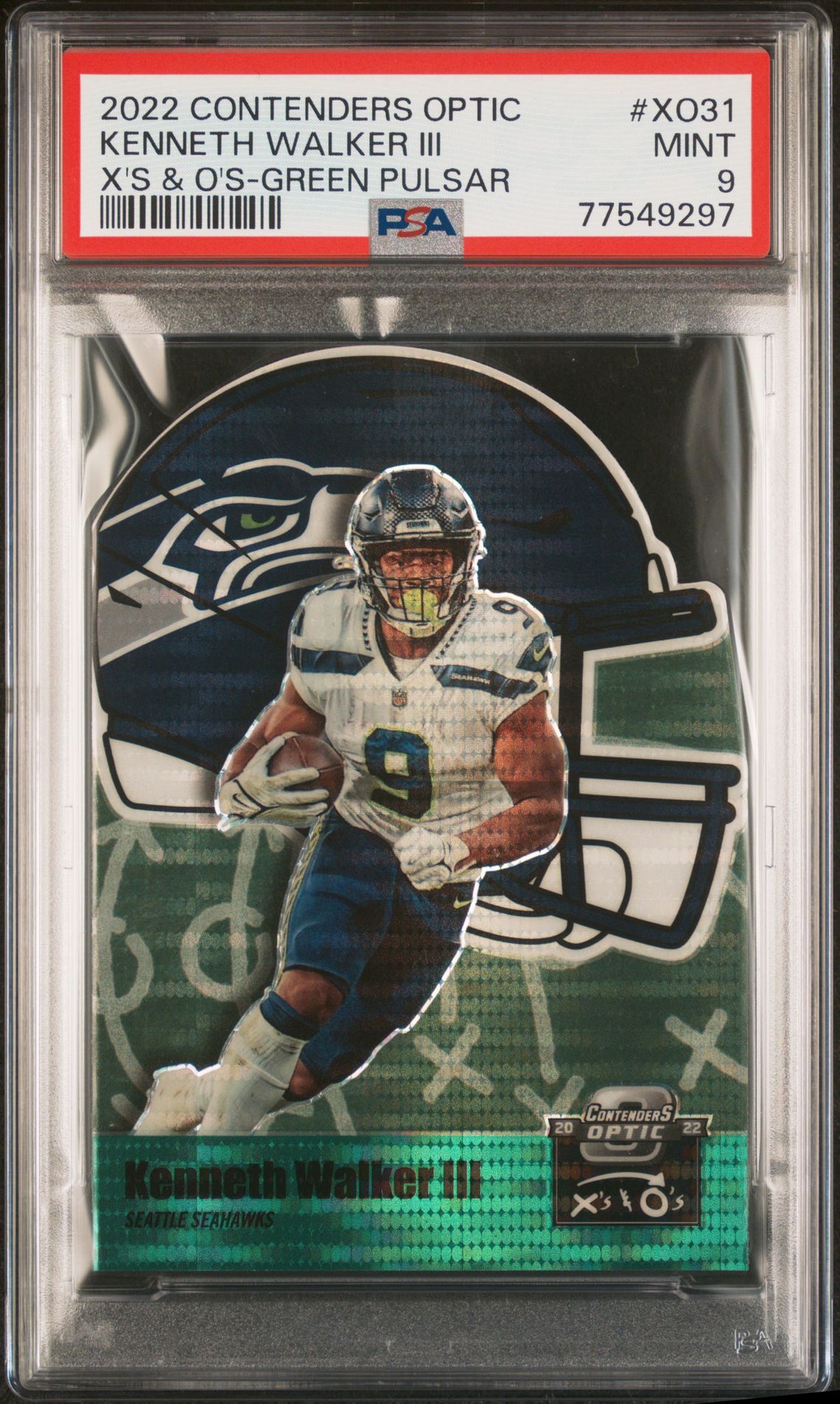 2022 Panini PANINI CONTENDERS OPTIC X'S & O'S GREEN PULSAR #XO31 Kenneth Walker Iii front