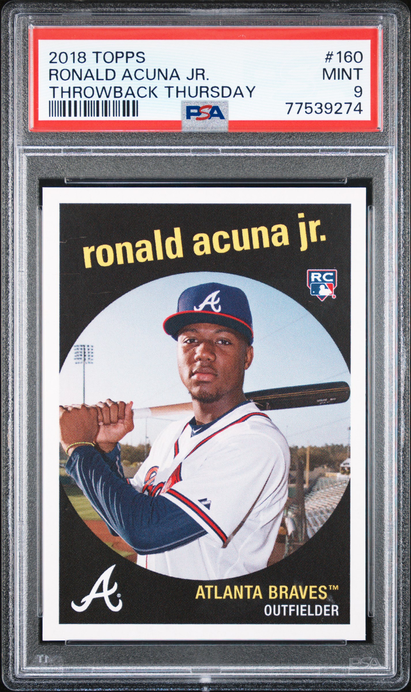 2018 Topps Throwback Thursday 160 Ronald Acuna Jr. – PSA MINT 9