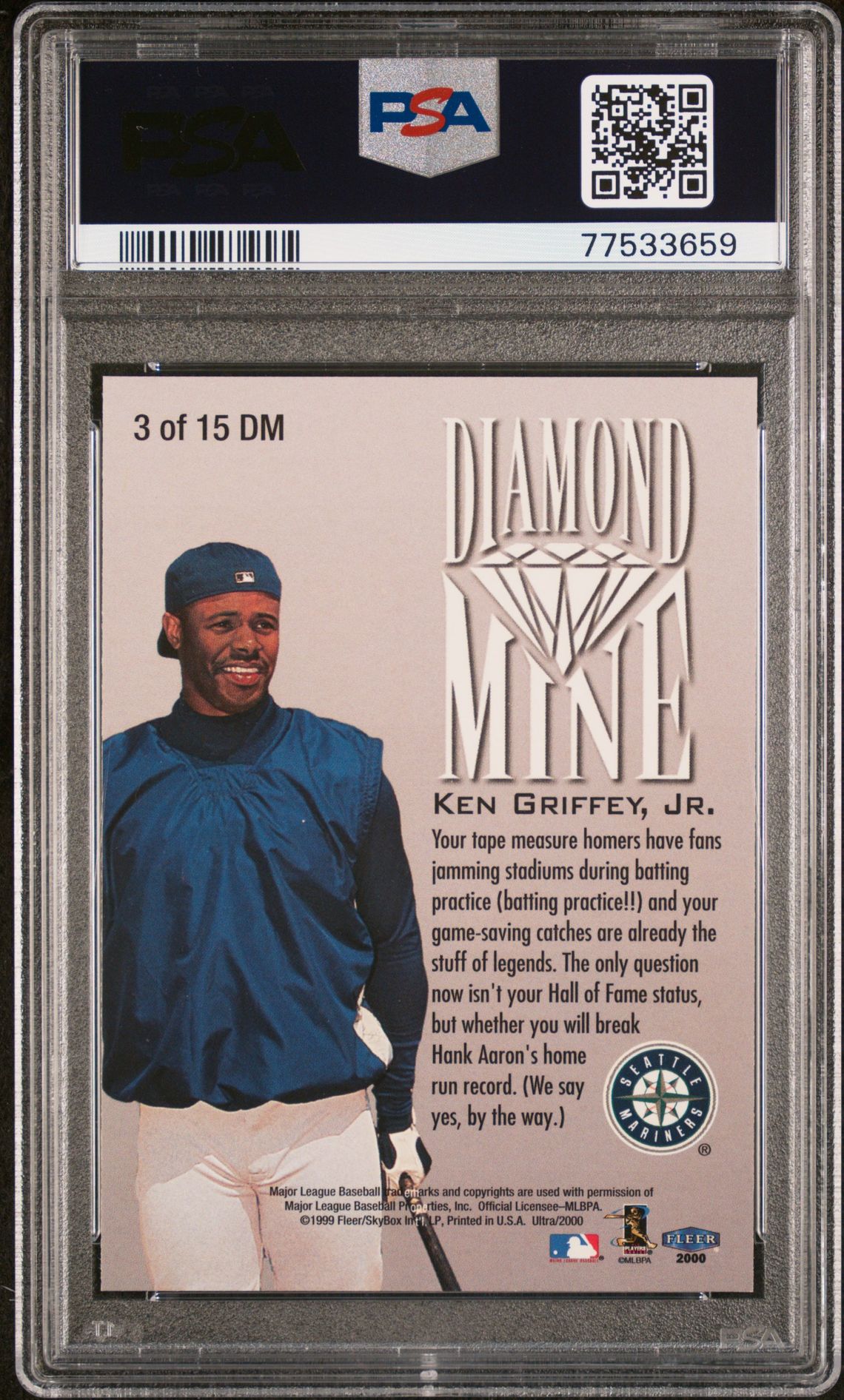 2000 Ultra Diamond Mine Ken Griffey Jr. #3 (Diamond Mine) Nm-Mt 8 back