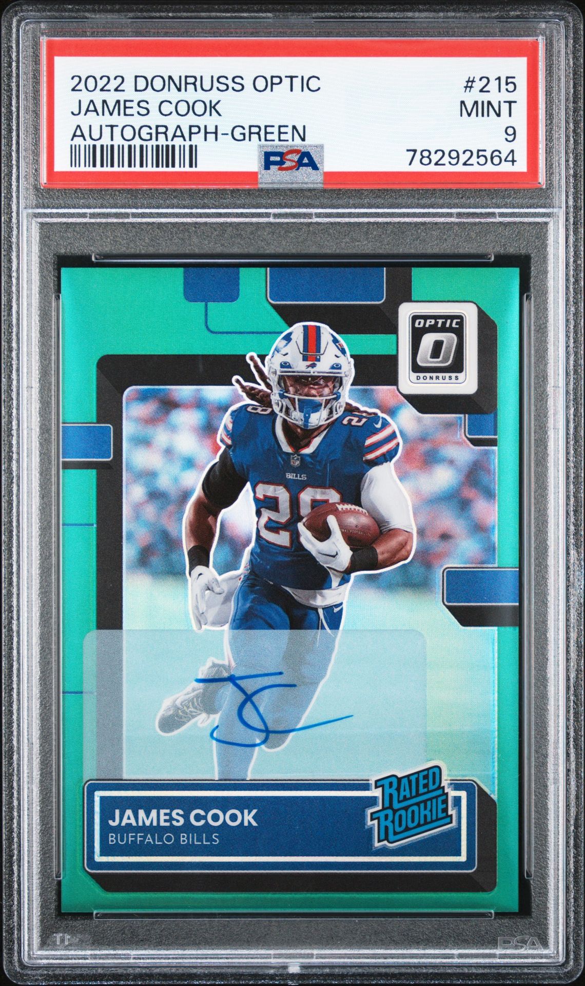 2022 Panini PANINI DONRUSS OPTIC AUTOGRAPH-GREEN #215 James Cook front