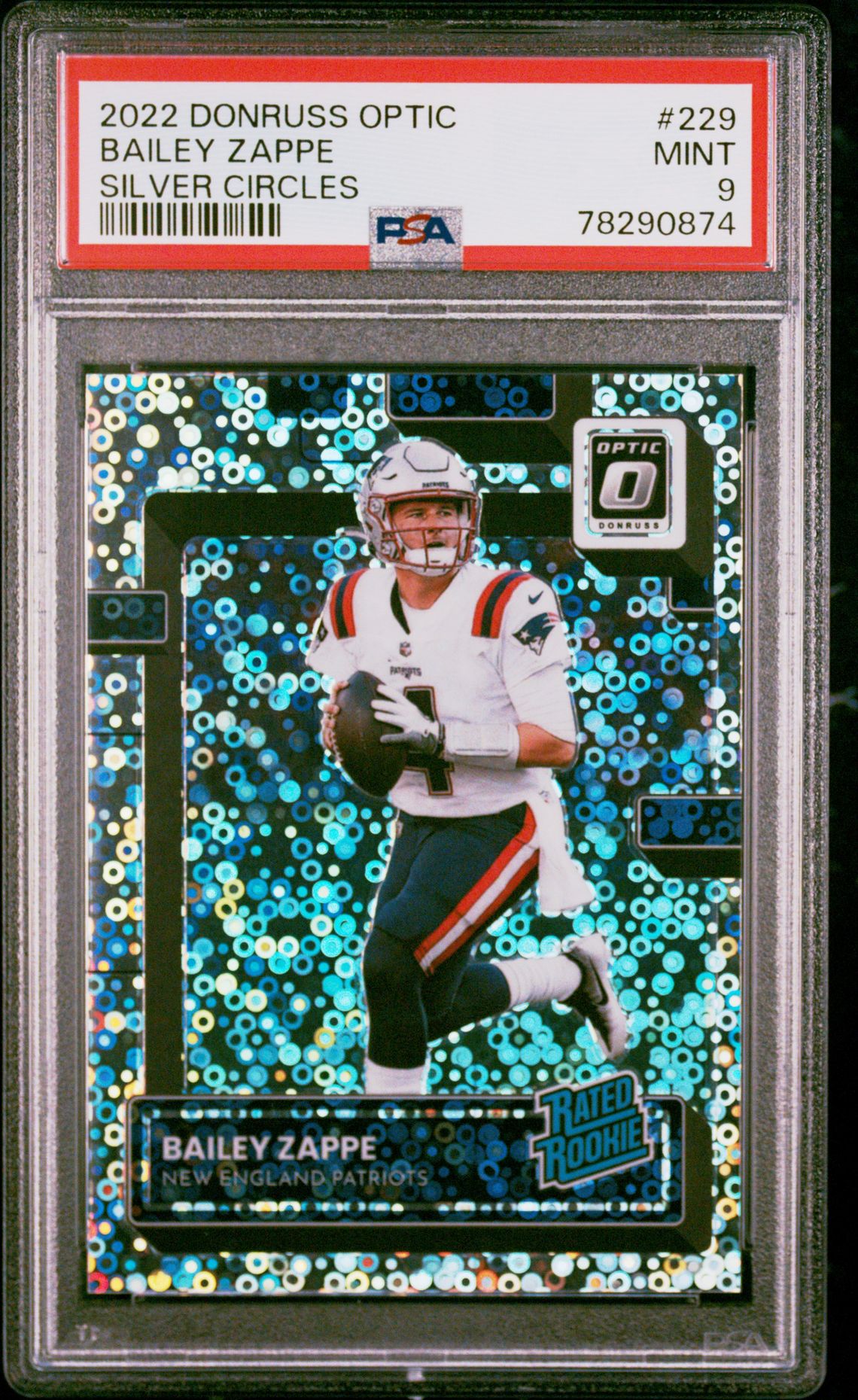 2022 Panini Donruss Optic Bailey Zappe #229 (Silver Circles) Mint 9 front