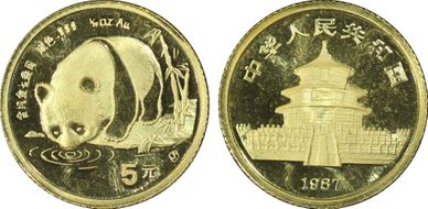 1987-S 5 Yn Panda Gold PAN-48A MS69