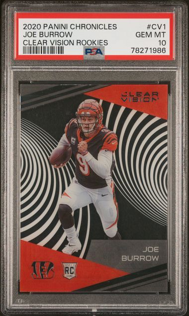 JOE BURROW ROOKIE CARD JERSEY #9 BENGALS RC 2020 Panini Chronicles CLEAR  VISION