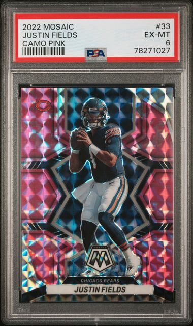 Justin Fields #33 Orange Reactive Prizm 2022 Panini Mosaic