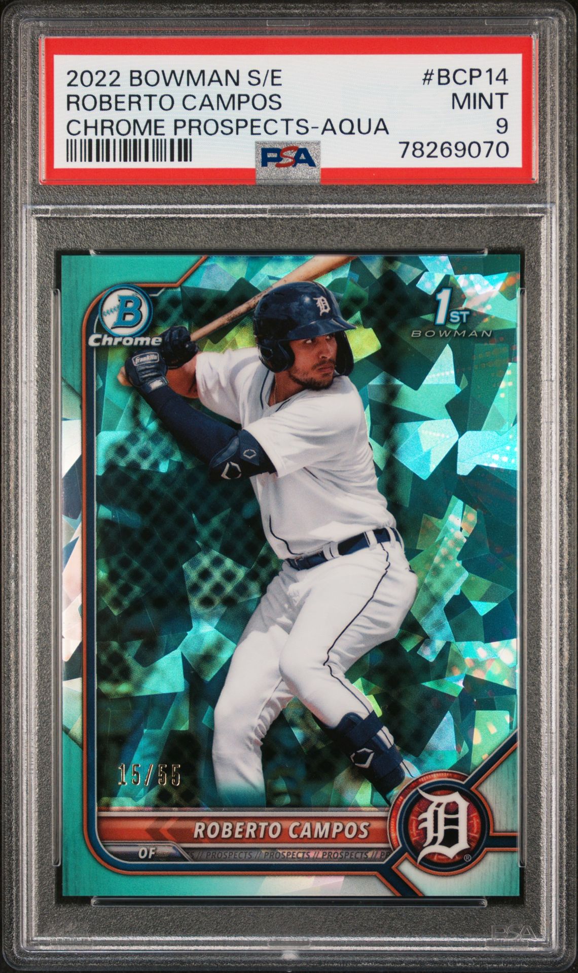 2022 Bowman BOWMAN SAPPHIRE EDITION CHROME PROSPECTS Aqua #BCP14 Roberto Campos front