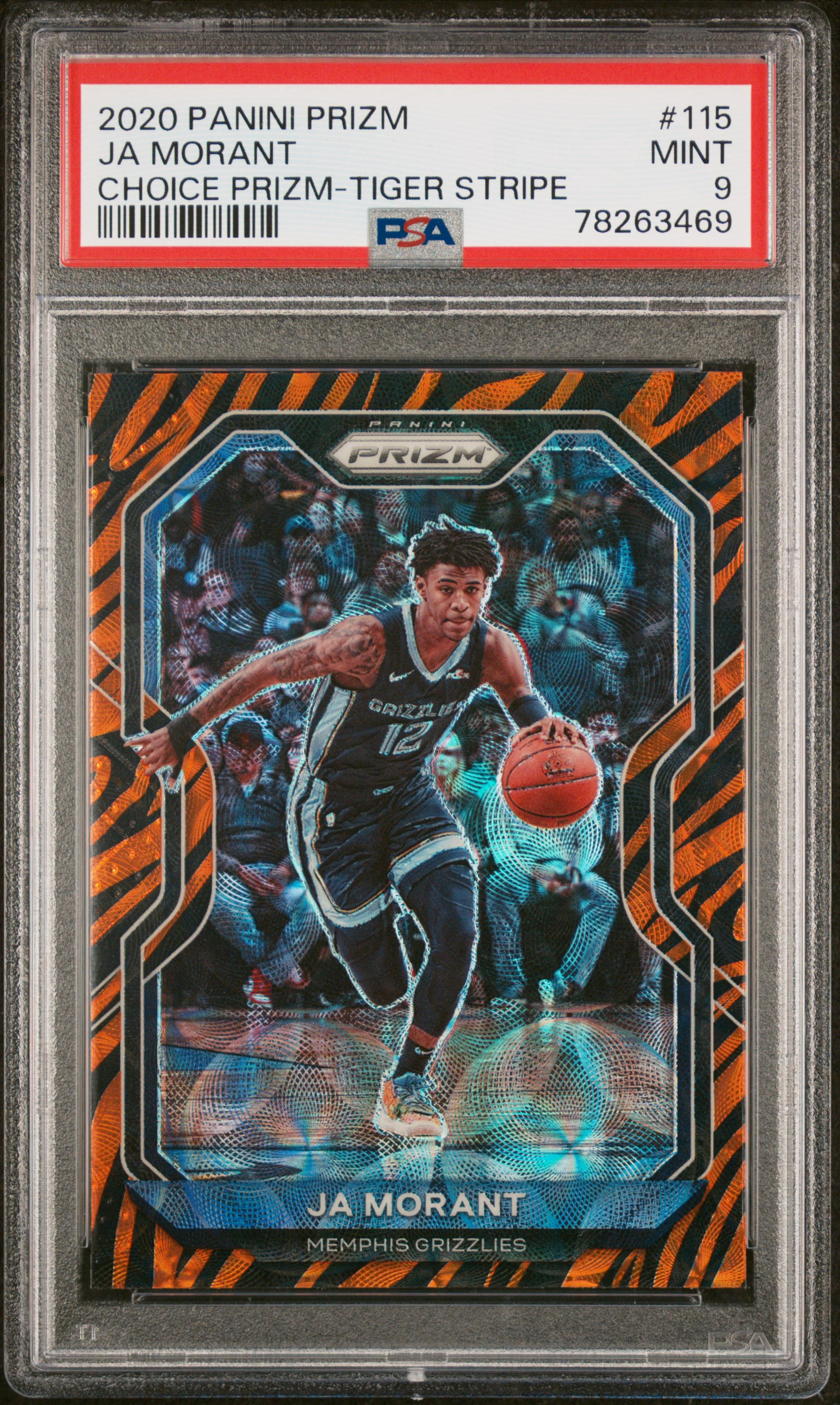 2020 Panini Prizm Choice Prizm-Tiger Stripe 115 Ja Morant – PSA MINT 9