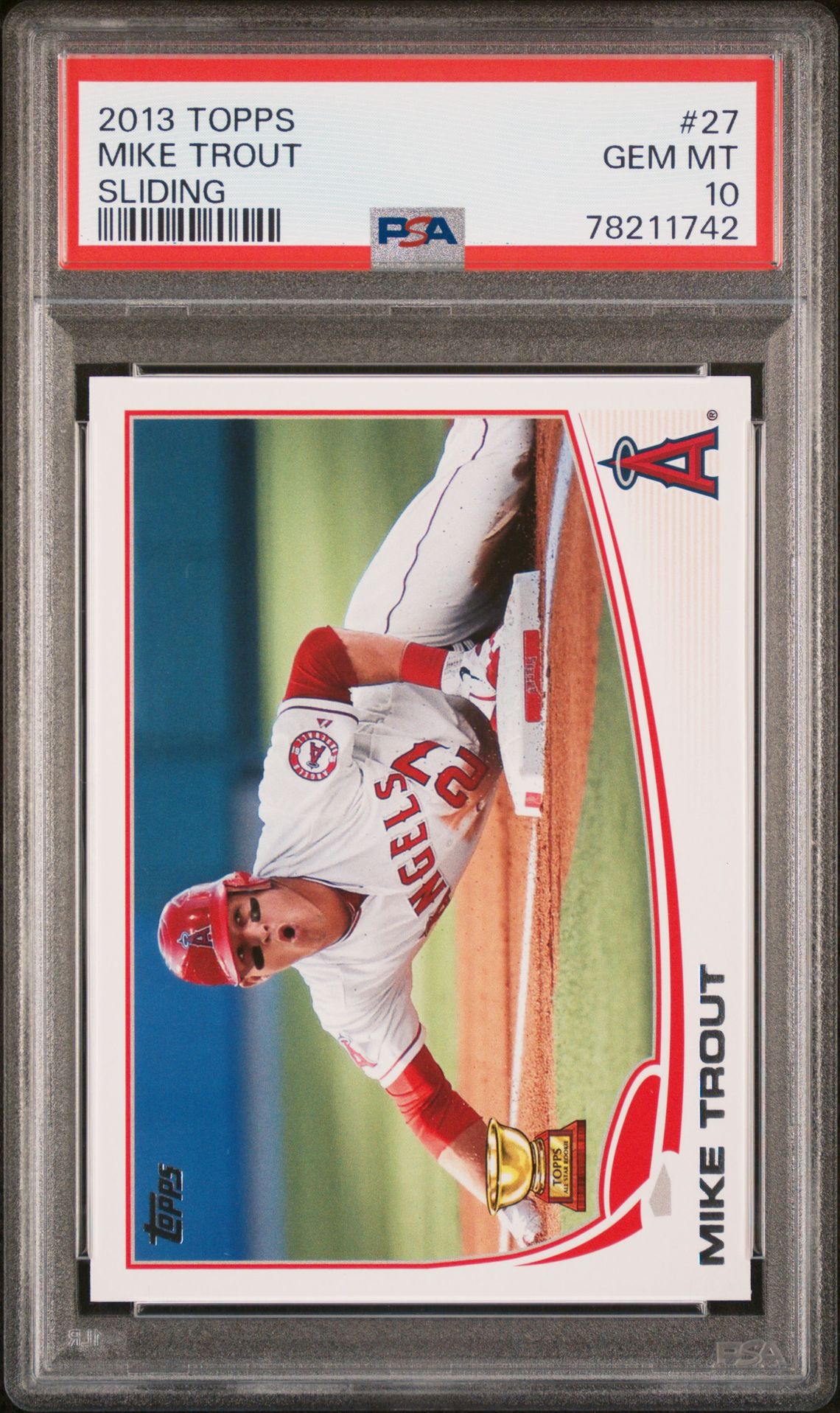 2013 Topps Mike Trout #27 (Sliding) Gem Mt 10 front