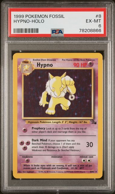 1999 Pokemon Fossil #8 Hypno-Holo PSA 6 on Goldin Marketplace