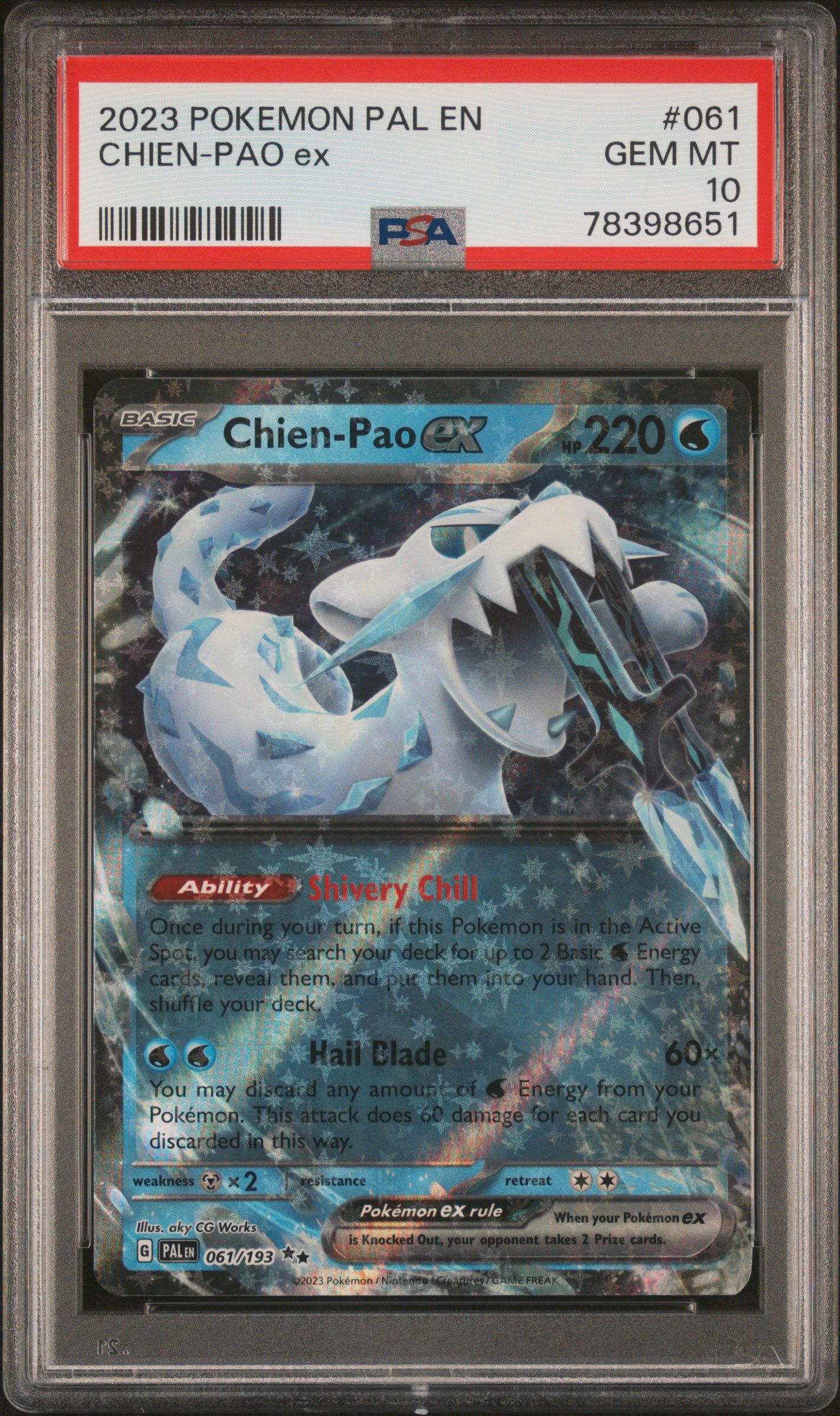 2023 Pokemon Pal En-Paldea Evolved 061 Chien-Pao Ex – PSA GEM MT 10