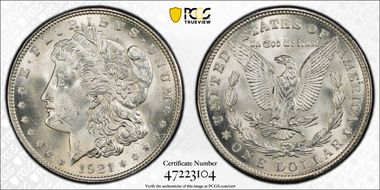 1921 $1 Morgan MS65