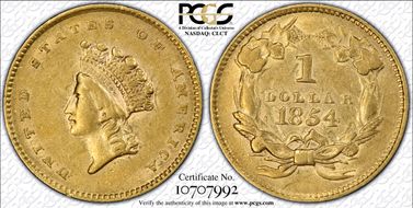 1854 G$1 Type 1 AU58